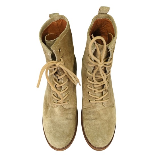 Frye Veronica Combat Boots Suede Lace-up Women's 9.5 B 3472273 Beige Military - Picture 4 of 8